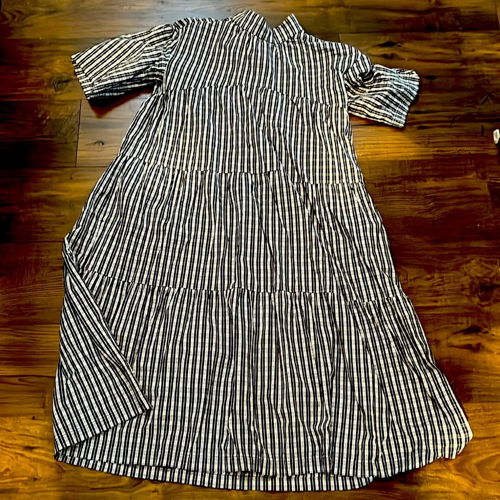 Everlane Plaid Cotton Tiered Dress